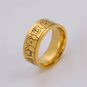 New Dog Portrait Gold Plated Stainless Steel Band Ring